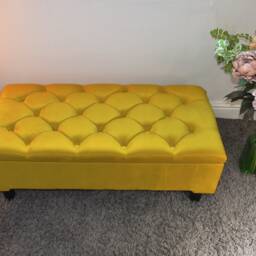 Ottoman Footstool, Handmade Plush Velvet Chesterfield Upholstered Living Room Storage, Bedroom Footrest & Seating Bench, Coffee Table - thumbnail 2