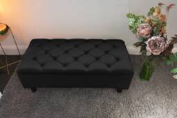 Ottoman Footstool, Handmade Plush Velvet Chesterfield Upholstered Living Room Storage, Bedroom Footrest & Seating Bench, Coffee Table - thumbnail 1