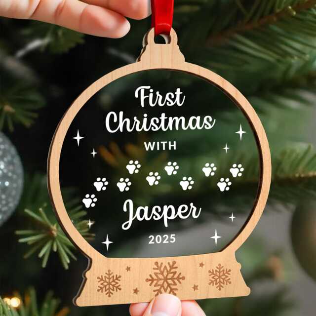 Personalised Puppys 1st Christmas Decoration - First Puppy Dogs Ornament New Dog Xmas With Red Bag - image 1