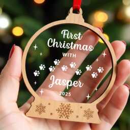 Personalised Puppys 1st Christmas Decoration - First Puppy Dogs Ornament New Dog Xmas With Red Bag - thumbnail 2