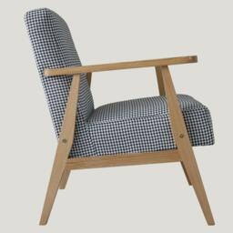 Modern Wooden Houndstooth Fabric Armchair - Customisable Colours, Durable For Domestic & Commercial Use - thumbnail 2
