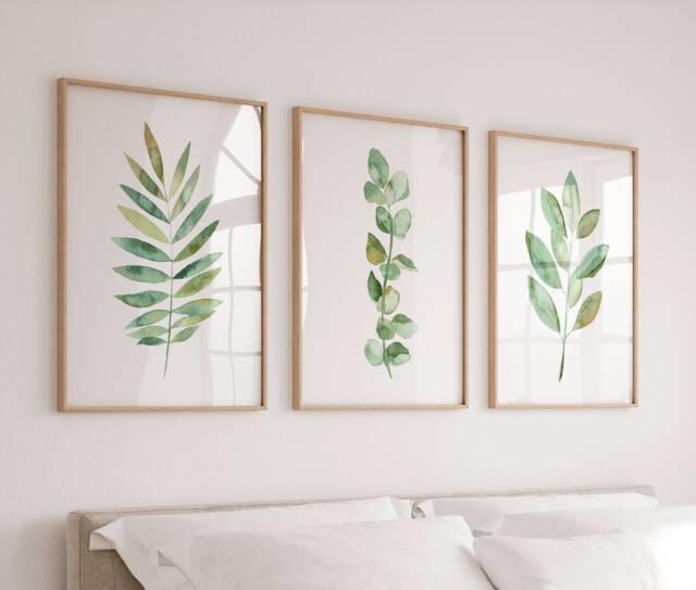 Botanical Watercolor Leaves Print Set Eucalyptus, Fern, Magnolia - image 1