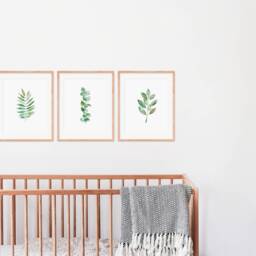 Botanical Watercolor Leaves Print Set Eucalyptus, Fern, Magnolia - thumbnail 3