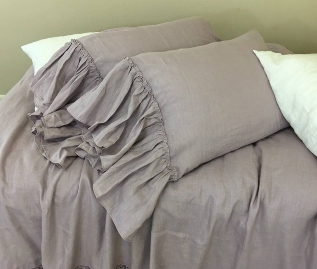 Orchid Linen Pillow Shams With Country Mermaid Long, 2 Pieces, A Pair. Sophisticated & Gorgeous - image 1