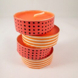 Washi Tape Decorated Tealights, Zesty Orange Scent, Set Of 12 - thumbnail 2