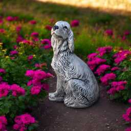 Stone Cocker Spaniel Statue Concrete Guardian Dog Figurine Front Door Garden Sculpture Outdoor Yard Ornament Dog Lover Gift Lawn Decoration - thumbnail 2