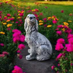 Stone Cocker Spaniel Statue Concrete Guardian Dog Figurine Front Door Garden Sculpture Outdoor Yard Ornament Dog Lover Gift Lawn Decoration - thumbnail 1