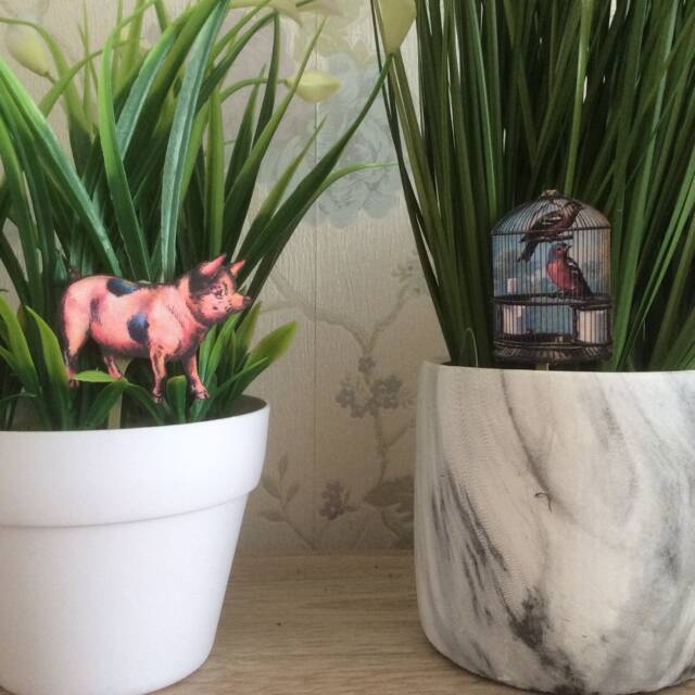 Animal Plant Stakes , House Gifts, Pig Companions, Plant Lover Gift, Bird Gift Ideas , Plant Pot Buddies, Plant Buddies - image 1