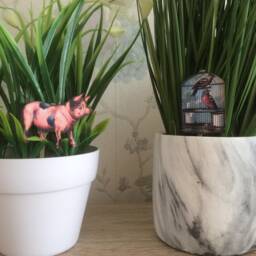 Animal Plant Stakes , House Gifts, Pig Companions, Plant Lover Gift, Bird Gift Ideas , Plant Pot Buddies, Plant Buddies