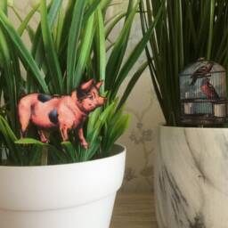 Animal Plant Stakes , House Gifts, Pig Companions, Plant Lover Gift, Bird Gift Ideas , Plant Pot Buddies, Plant Buddies - thumbnail 2