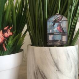 Animal Plant Stakes , House Gifts, Pig Companions, Plant Lover Gift, Bird Gift Ideas , Plant Pot Buddies, Plant Buddies - thumbnail 3