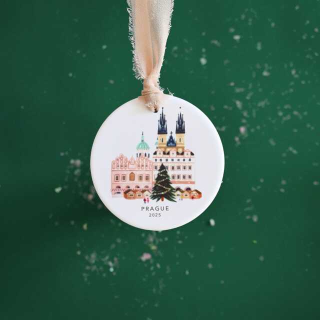 Personalized Prague Christmas Ornament, Ceramic Tree Decorations, Travel Gift, Christmas, Gift For Her - image 1