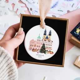 Personalized Prague Christmas Ornament, Ceramic Tree Decorations, Travel Gift, Christmas, Gift For Her - thumbnail 2