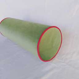 Green Velvet Bolster Pillow Contrast Pink Trim, Daybed Decor - thumbnail 1