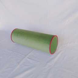 Green Velvet Bolster Pillow Contrast Pink Trim, Daybed Decor - thumbnail 4