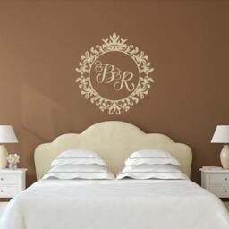 Personalized Family Monogram Wall Decal Framed Initial Vinyl Decor P142 - thumbnail 1