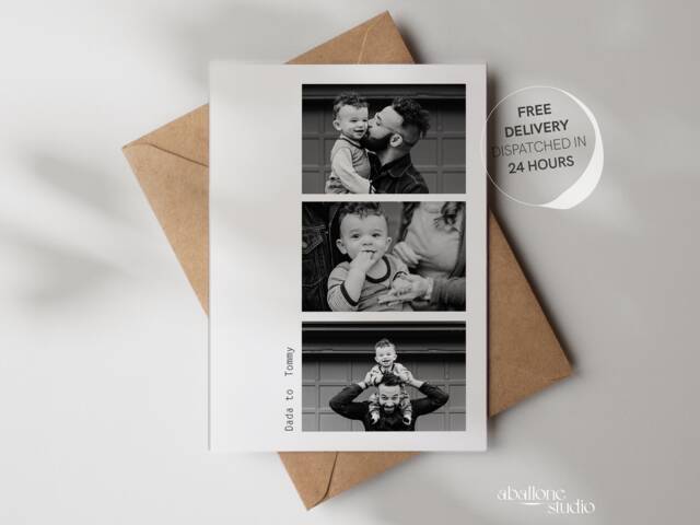 Personalised Birthday Card Custom Photo Collage Print Present For Dads Gift From Kids Black & White Photos Him - image 1