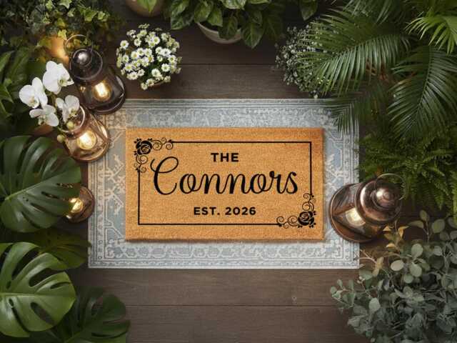 Personalised Family Door Sign Doormat - Established Date Design - image 1