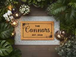 Personalised Family Door Sign Doormat - Established Date Design - thumbnail 1