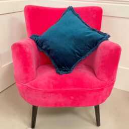 Velvet Armchair & Footstool Set Pink Accent Chair, Teal Furniture