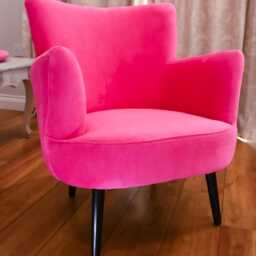 Velvet Armchair & Footstool Set Pink Accent Chair, Teal Furniture - thumbnail 2