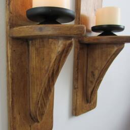 Pair Of 70 cm Gothic/Church Style Wall Sconce Candle Holders With Cross Crucifix Decoration & Black Metal Plates - thumbnail 3