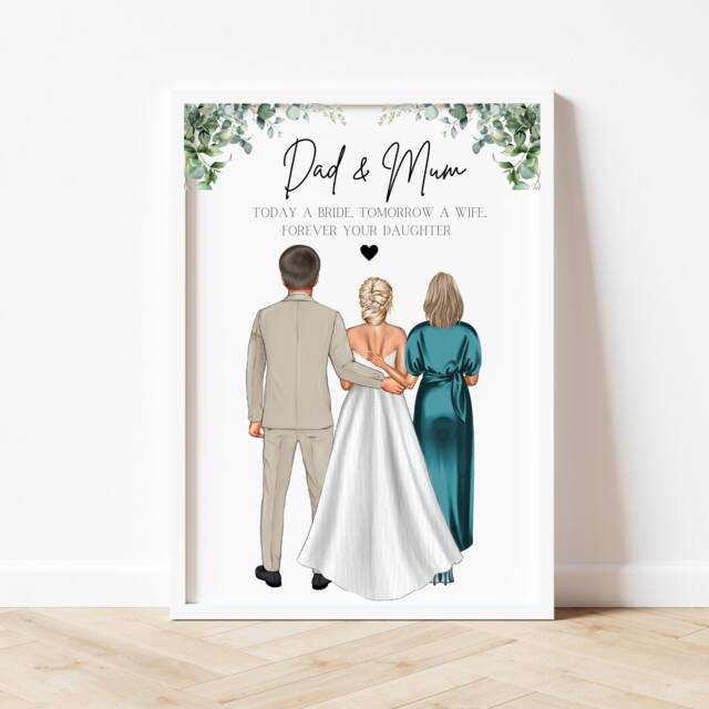 Personalised Parents Of The Bride Print, Gift, Mother Father Groom - image 1