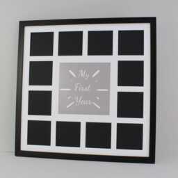 "Baby's First Year Photo Frame - Multi Aperture Frame. 50x50cm With One 8x8"" & Twelve 4x4" - thumbnail 3