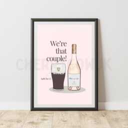 Guinness & Whispering Angel Ros?? Couple Print - Quirky Home Bar Art - thumbnail 2