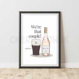 Guinness & Whispering Angel Ros?? Couple Print - Quirky Home Bar Art - thumbnail 3