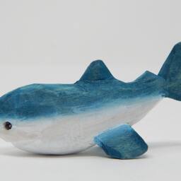 Hand-Carved White Shark Wooden Figurine - Rustic Recycled Birch Wood Sea Animal Decor - thumbnail 3