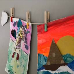 Rainbow Kids Art Display, Children's Work Room Decoration, Photo Wall Art, Clothespin - thumbnail 3