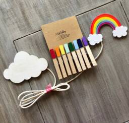 Rainbow Kids Art Display, Children's Work Room Decoration, Photo Wall Art, Clothespin - thumbnail 1
