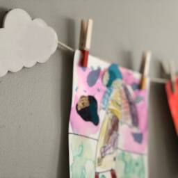 Rainbow Kids Art Display, Children's Work Room Decoration, Photo Wall Art, Clothespin - thumbnail 2