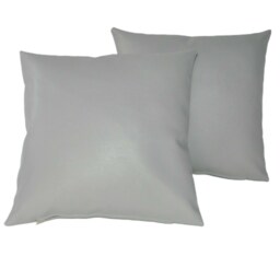 "2 Light Grey Faux Leather Classic Cushions 16"" 18"" 20" - thumbnail 3