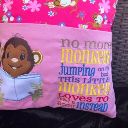 Reading Pillow, Monkey Cushion, Pink Reading Book Birthday Gift, Gift - thumbnail 2