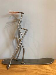 Paddle Boarder Metal Sculpture, Welded Steel Surfer Art. Sup Gift - thumbnail 1