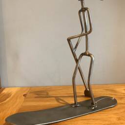 Paddle Boarder Metal Sculpture, Welded Steel Surfer Art. Sup Gift - thumbnail 4