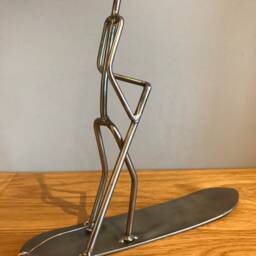 Paddle Boarder Metal Sculpture, Welded Steel Surfer Art. Sup Gift - thumbnail 2