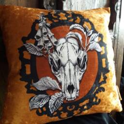 Wolf Skull Cushion, Victorian Gothic Home Decor, Dark Nature Pillow, Chose Colour - thumbnail 3