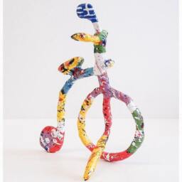 Handmade Pop Art Bicycle Sculpture, Mixed Media Bike - thumbnail 2