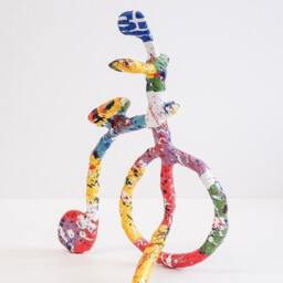 Handmade Pop Art Bicycle Sculpture, Mixed Media Bike - thumbnail 3