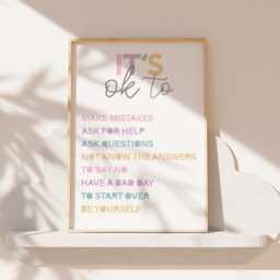 It's Ok Print, Positive Affirmation, Girls Bedroom Wall Art, Decor, Playroom, Classroom Prints, Educational - thumbnail 1