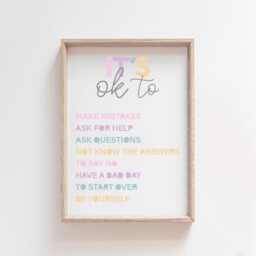 It's Ok Print, Positive Affirmation, Girls Bedroom Wall Art, Decor, Playroom, Classroom Prints, Educational - thumbnail 2