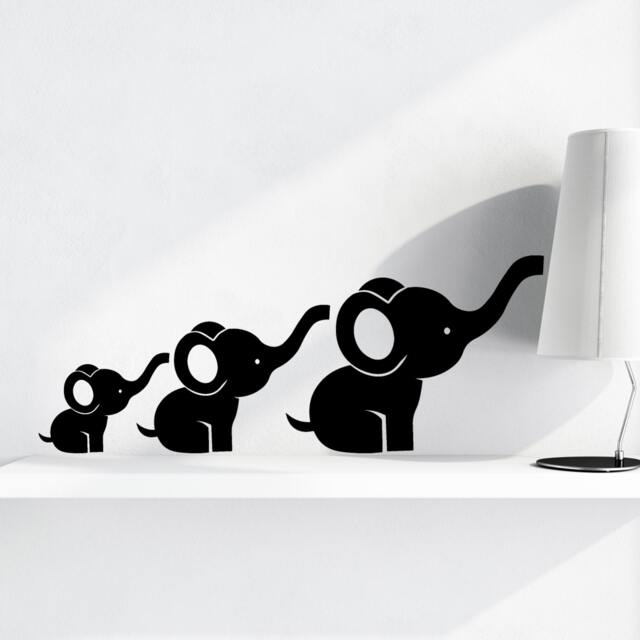Wall Decals Elephant Decal - Sticker Family Nursery Kids Room Decor Set Of 3 Mm142 - image 1