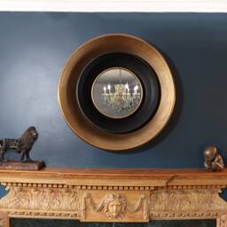 Maya Antique Brass & Black Large Round Mirror - thumbnail 4