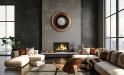 Maya Antique Brass & Black Large Round Mirror