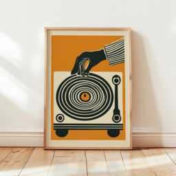 Vinyl Record Poster, Retro Turntable Wall Art, Mid Century Music Print - thumbnail 4
