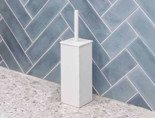 White Toilet Bruh Mugo, Modern Bathroom Accessories, Farmhouse Modern Brush, Hanging Toilet Brush, Dabstory - image 1