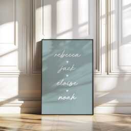 Custom Family Names Print - Personalised Poster Cute Home Decor Wall Art New Gift Present Simple Unframed - thumbnail 2